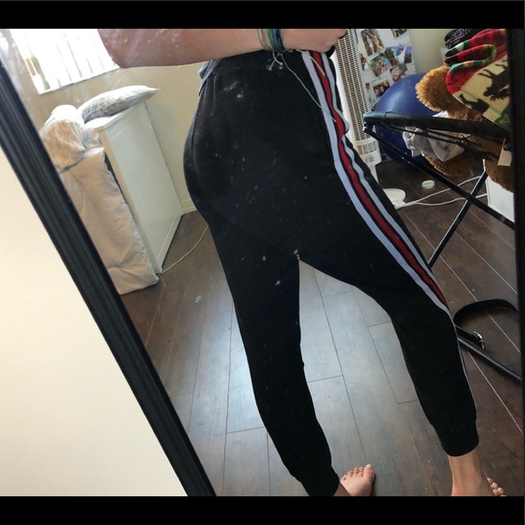 Trendy Black with red race stripe joggers - Picture 2 of 4